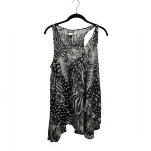 Dots Sheer Animal Print Tunic Top Size M